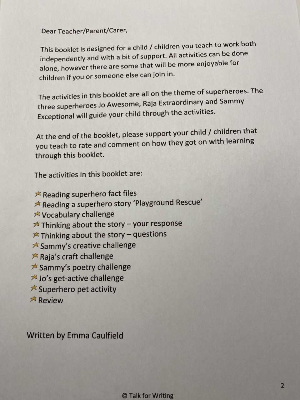 You don't need a copy of the booklet as we'll be working through the activities in class.